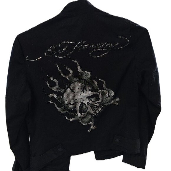 🔥 Rare Christian Audigier Ed Hardy Rhinestone Skull Jacket - Picture 1 of 4